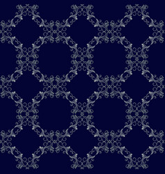 Silver And Blue Damask Seamless Pattern