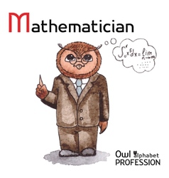 Alphabet Professions Owl Letter M - Mathematician