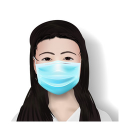 Asia Female Doctor In Protective Mask On White