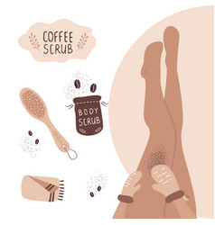 Coffee Scrub Concept Woman Exfoliating Legs