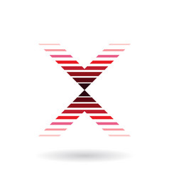 Red Striped Icon For Letter X