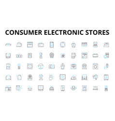 Consumer Electronic Stores Linear Icons Set