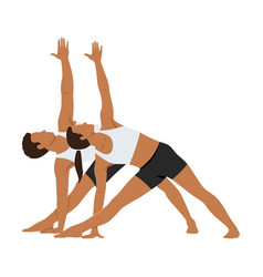 Young Couple Stretching Bending To One Side