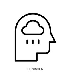 Depression Icon Line Art Style Design Isolated