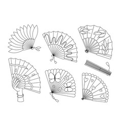 Hand Fans Coloring Page Asian Traditional