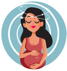 Pregnant Woman Feeling Dizzy Cartoon