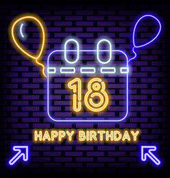 18th Happy Birthday 18 Year Old Neon Signboards