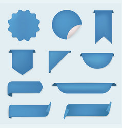 Blue Banner Sticker Blank Simple Clipart Set