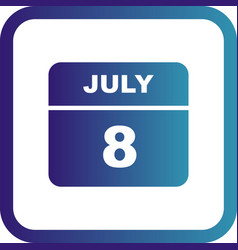 July 8th Date On A Single Day Calendar