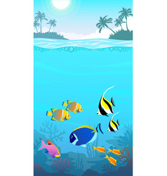 Beautiful underwater world seascape fish and sea vector image