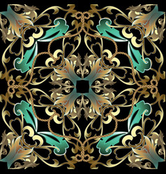 Floral ornate gold baroque 3d seamless pattern Vector Image