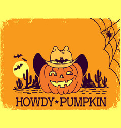 Halloween Pumpkin Cowboy With Western Hat