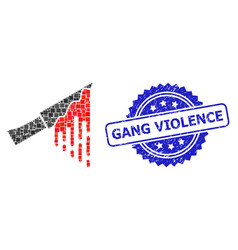 Rubber Gang Violence Stamp And Square Dot Collage