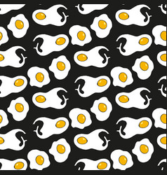 Seamless Pattern With Fried Egg On Black