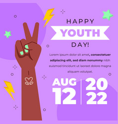 Flat International Youth Day Posts Set