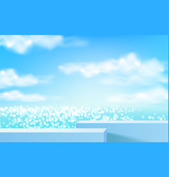 Realistic Tropical Podium Stage On Sea Background