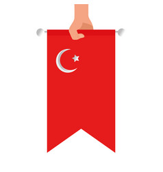 Hand Holding Turkish Flag Banner Design