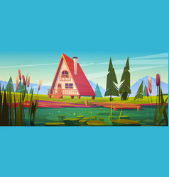 House On Swamp With Reed Cartoon Game Landscape