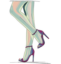 Sexy Legs Woman High-heeled Shoes Sketch Drawing