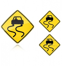 Slippery When Wet Road Sign