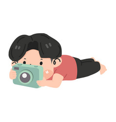 Boy Photographer Lying Down Pose