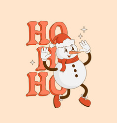 Funny Retro Cartoon 70s Christmas Snowman