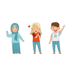 Emoji Girl And Boy Showing Hand Gesture Waving