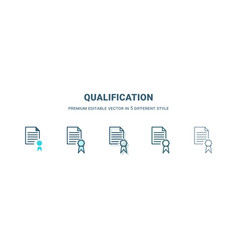 Qualification Icon In 5 Different Style Outline