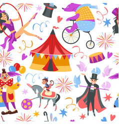 Cartoon Circus Show Seamless Pattern Funny