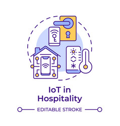 Iot In Hospitality Multi Color Concept Icon