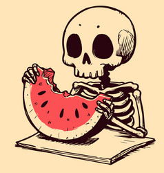 Digital Art Of A Skeleton Eating Watermelon