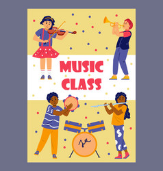 Children Music Class Cartoon Poster Black