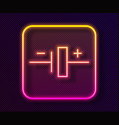 Glowing Neon Line Dc Voltage Source Icon Isolated