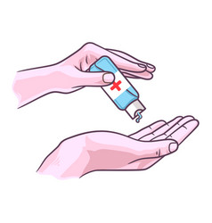 Hands Using Hand Sanitizer Sanitizer Disinfectant