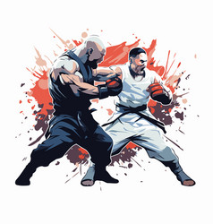 Karate Two Professional Fighters In Action