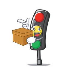 With Box Traffic Light Character Cartoon