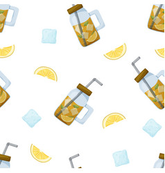 Color Seamless Pattern Mason Jar With Ice Tea