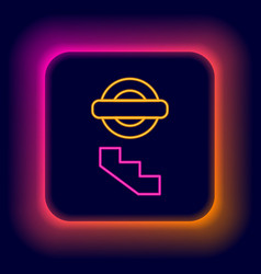 Glowing Neon Line London Underground Icon Isolated