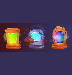 Magic Portals With Neon Light Glowing Inside