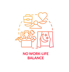 No Work Life Balance Red Gradient Concept Icon