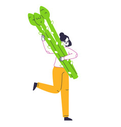 Woman Carrying Asparagus Tiny Female Character