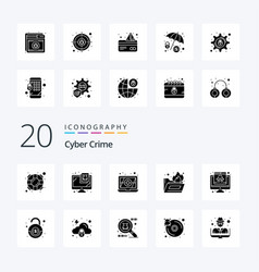 20 Cyber Crime Solid Glyph Icon Pack Like Data