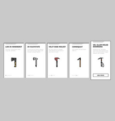 Axe Ax Hatchet Wood Weapon Onboarding Icons Set