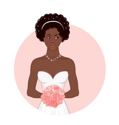 Pretty African American Bride In Her Wedding Dress