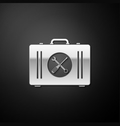 Silver Toolbox Icon Isolated On Black Background