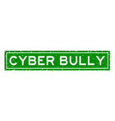 Grunge Green Cyber Bully Word Square Rubber Seal