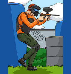 Paintballer Sports Colored Cartoon