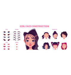 Asian Girl Face Constructor On White Background