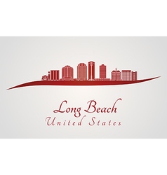 Long Beach V2 Skyline In Red