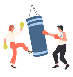 Employees Boxing In Office Interior Man And Woman